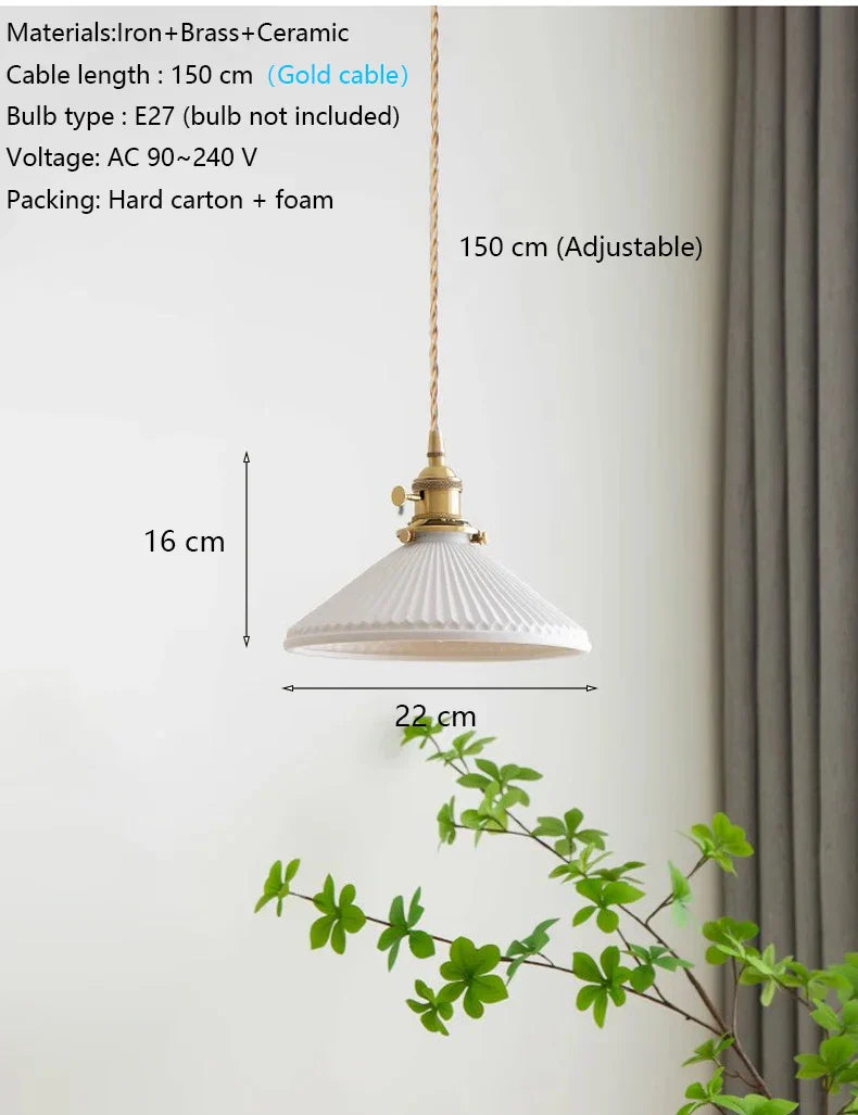 Japanese Ceramic Chandelier Lighting for Kitchen Dining Room Luxury Led Ceiling Lamp