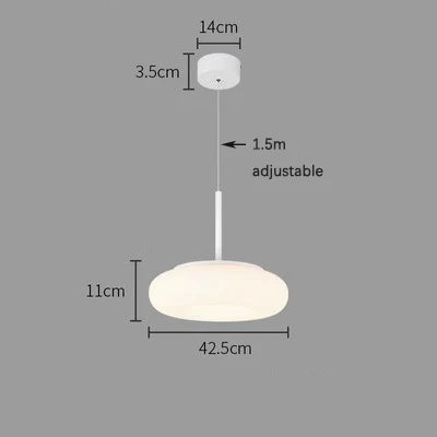 Modern White LED Circular Pendant Light for Restaurant, Coffee Shop, and Study