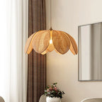 Handmade Rattan Petal Pendant Light with Chinese Style Design for Living & Dining Rooms