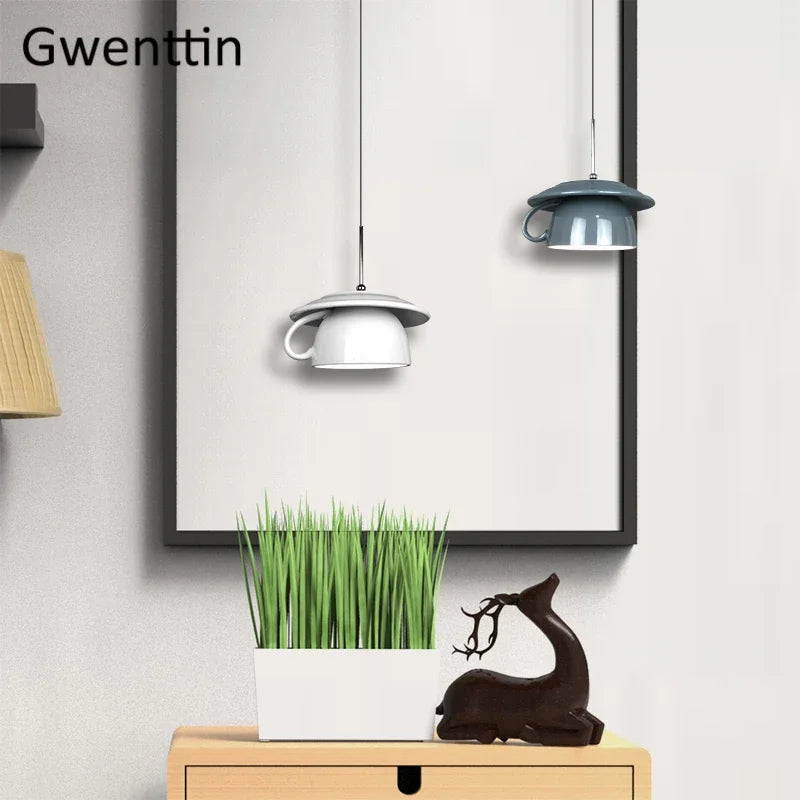 Ceramic Cup Pendant Light: Stylish LED Hanging Lamp for Home Decor and Kitchen