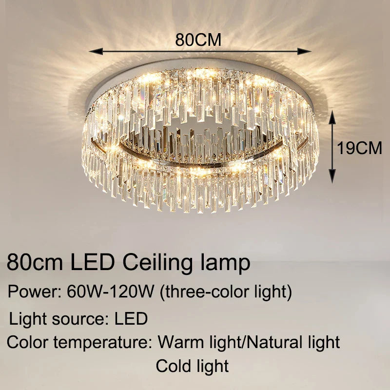 Luxury Crystal Round Black Gold Ceiling Chandelier for Bedroom Living Room Lighting