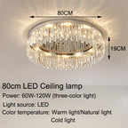 Luxury Crystal Round Black Gold Ceiling Chandelier for Bedroom Living Room Lighting