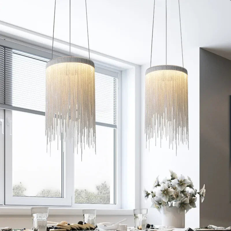 Tassel Chain LED Chandelier for Modern Living Room and Dining Room