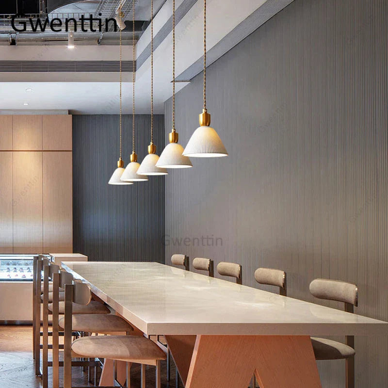 Ceramic Pendant Light: Vintage Nordic Hanging Lamp for Dining Room Kitchen Ceiling Chandelier