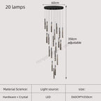 Gold Crystal Stairs Chandelier Luxe LED Pendant Light Luxury Indoor Lighting