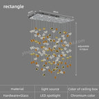 Stone LED Pendant Chandelier: Modern Luxury Crystal Lighting for Living Room