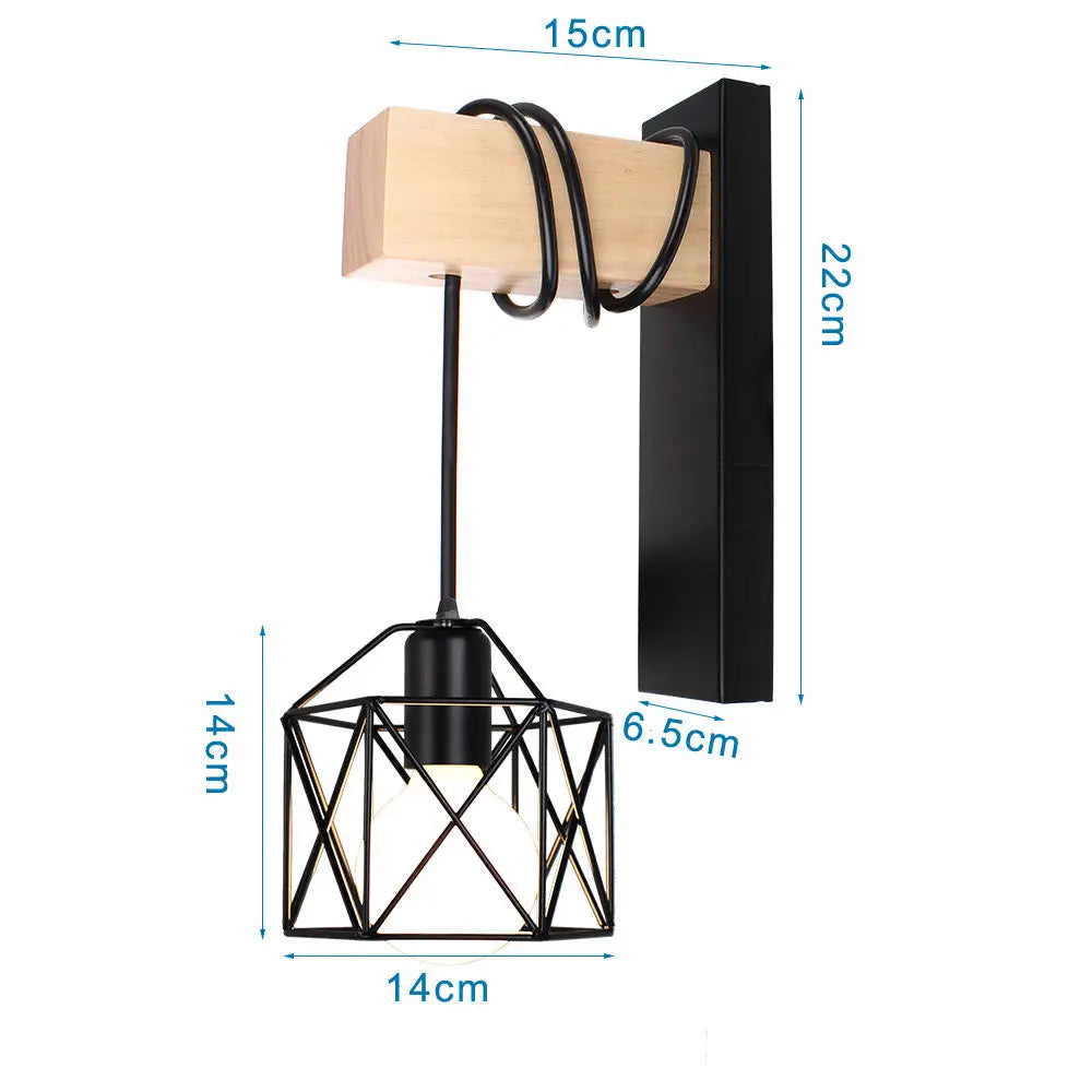 LED Iron Cage Wall Light for Home Bedroom Kitchen Decor