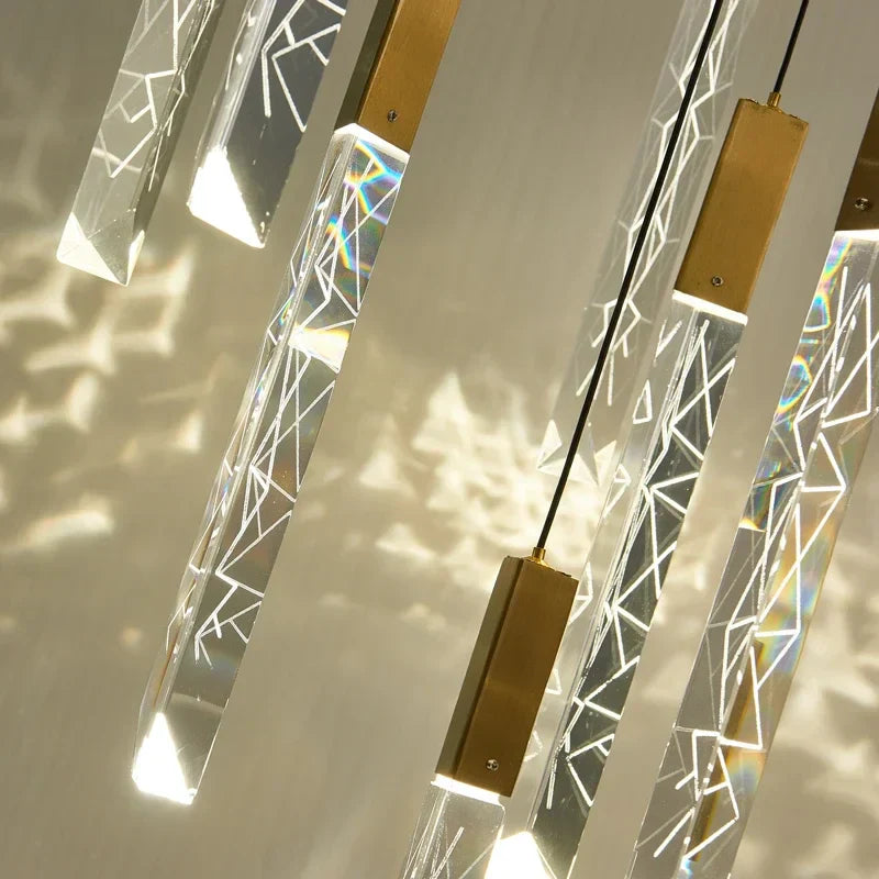 Modern Loft Crystal Gold Chandelier for Staircase & Living Room