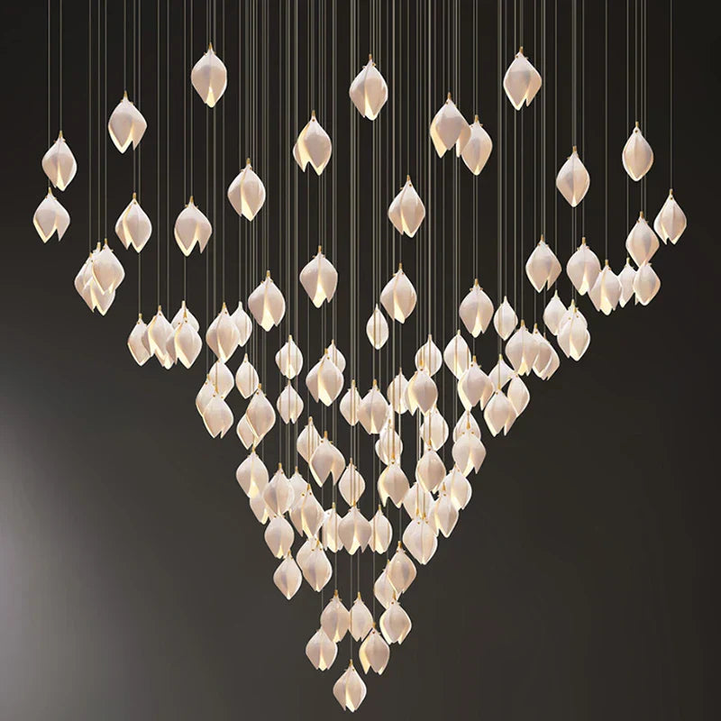 Petals G9 LED Pendant Light: Modern Ceramics Lustre for Hotel Lobby, Villa, Living Room, Stairs