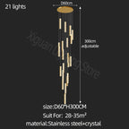 Modern Crystal Chandelier Villa Lighting - Chrome Gold Stainless Steel Dining Table LED Chandelier