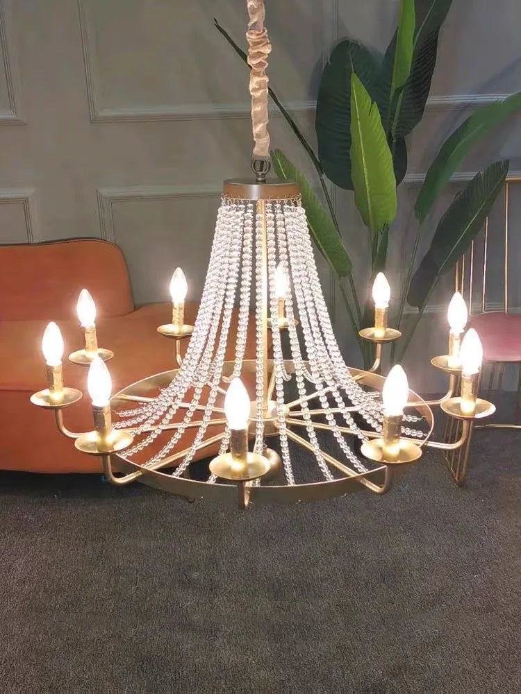 Crystal Chandelier: Retro Industrial Lighting for Living Room, Dinning Room Decor