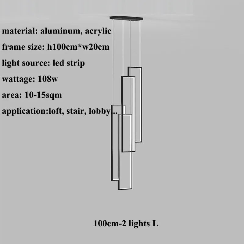 LED Stair Chandelier: Luxury Loft Geometry Pendant Lamps for Modern Living