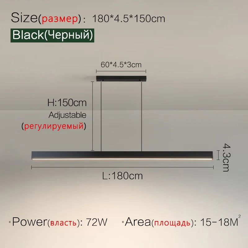 Nordic Modern Dining Chandelier LED Strip Lamps for Home, Office, and Restaurant Lighting