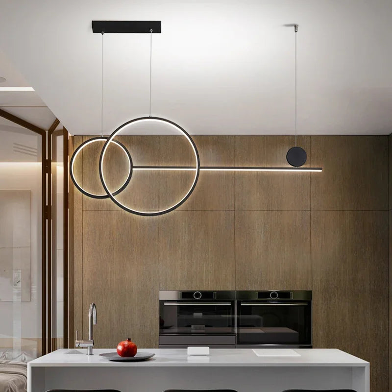 Metal Line Pendant Light Fixture for Modern Minimalist Dining Room and Kitchen