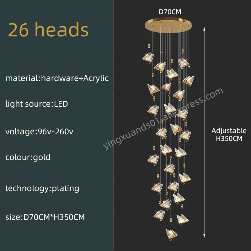 Butterfly Acrylic Chandelier Modern Ceiling Light Pendant Lamp for Living Room