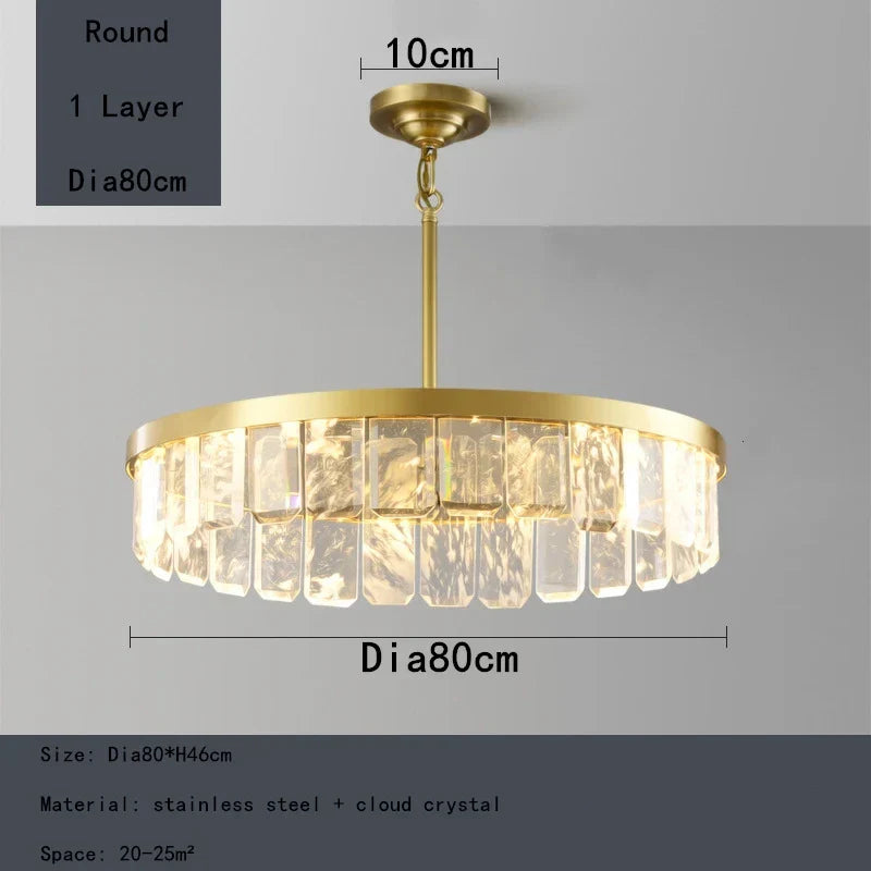Cloud Mist Crystal Chandelier for Home Hotel Stainless Steel Pendant Lamp
