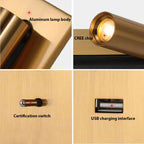 LED Wall Sconce Adjustable Reading Light for Hotel Bedroom, USB Charging