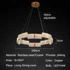 Crystal Pendant Chandelier: Modern Luxury LED Fixture for Living Dining Kitchen Bedroom