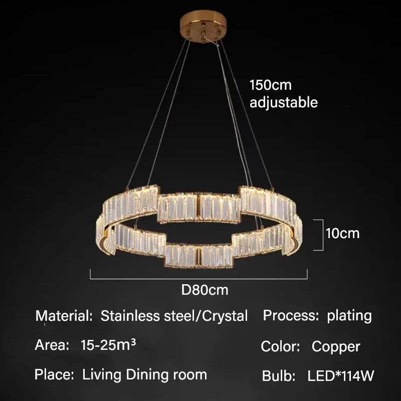 Crystal Pendant Light for Modern Luxury Living, Dining, or Kitchen Decor