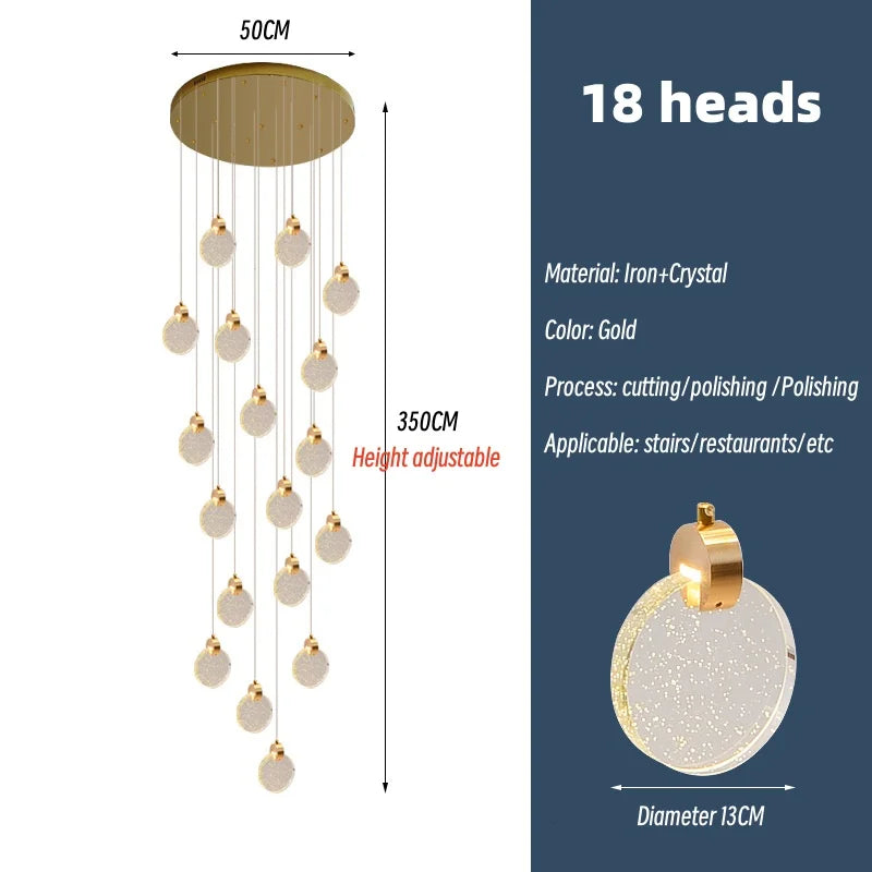 Crystal Spiral Chandelier LED Modern Minimalist Staircase Living Room Light