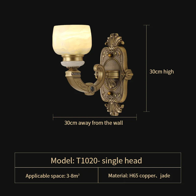 Chinese Jade Chandelier: Elegant All-Copper Lighting for Living Room, Bedroom, Dining Hall