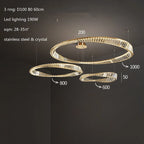 Gold Plated Steel Ring Pendant Lamp with Dimmable LED Lights and K9 Crystals