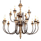 Retro Craft Solid Wood Heads Chandelier for Living Room Farmhouse Church Villa