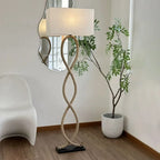 Hemp Rope Fabric Shade LED Floor Lamp for Home Decor