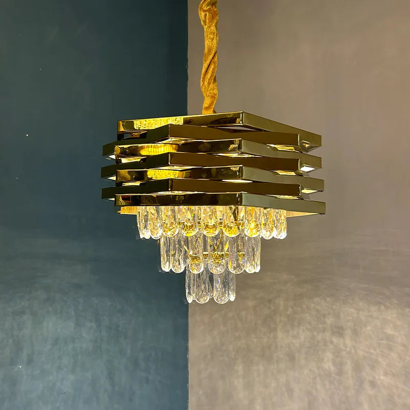 Stainless Steel Crystal Chandelier for Modern Living and Dining Spaces