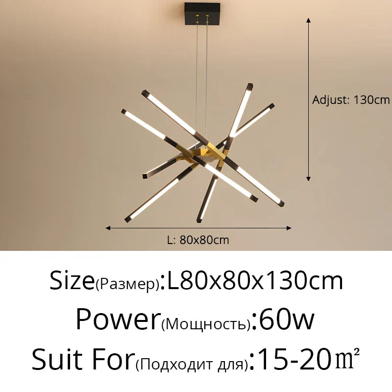 Dimmable LED Ceiling Chandelier, Modern Interior Lighting for Dining Room, Bedroom, Living Room