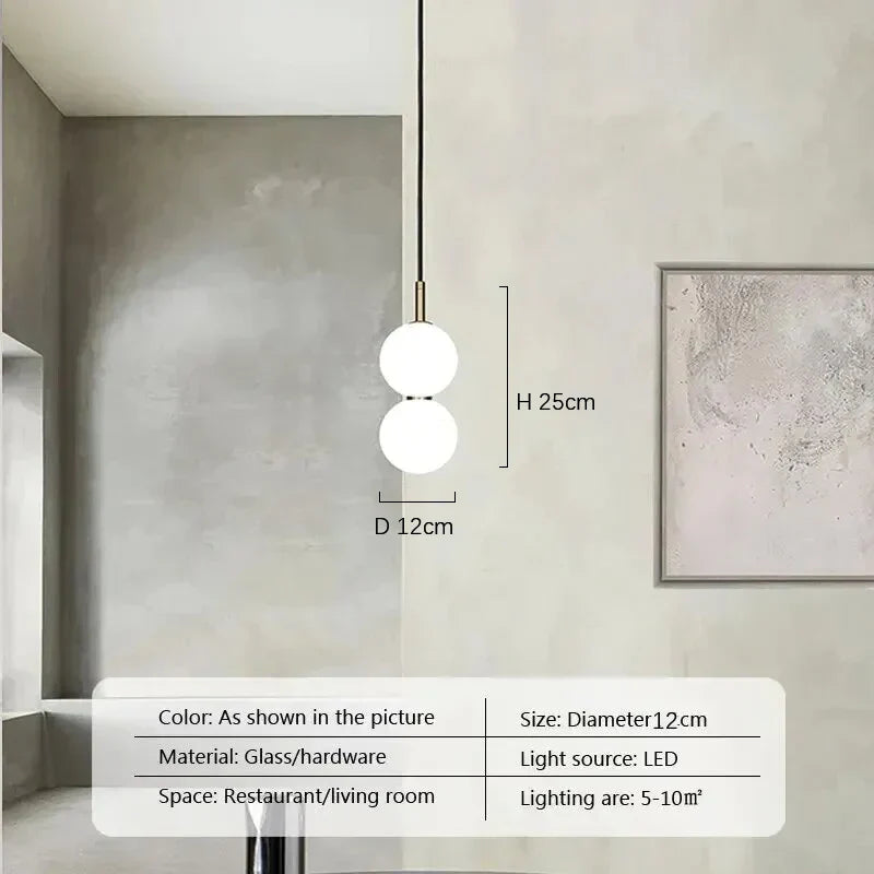 Nordic Glass Pendant Light LED Multihead Smoke Grey Hanging Lamp