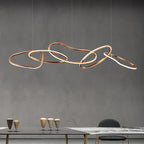 Rose Gold LED Chandeliers - Modern Circle Rings Hanging Lights Fixtures