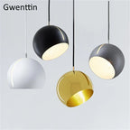 Gold Ball Pendant Light: Nordic Modern LED Hanging Lamp for Home Decor