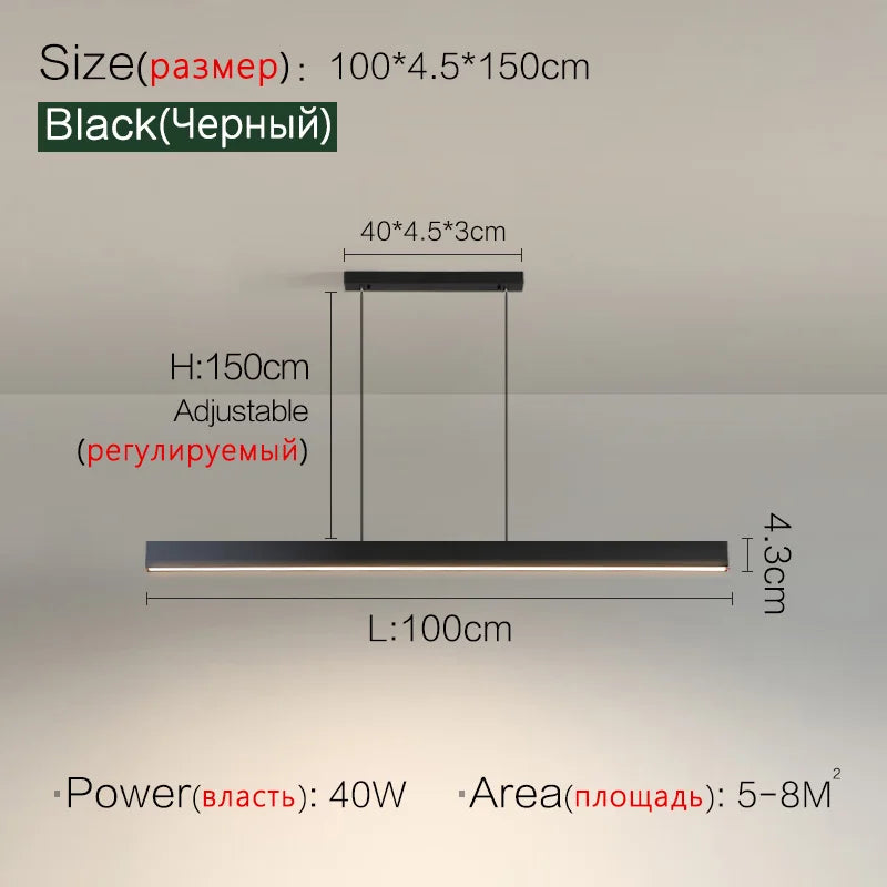 Nordic Modern Dining Chandelier LED Strip Lamps for Home, Office, and Restaurant Lighting