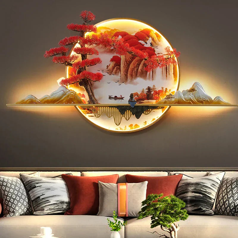 Pine Landscape 3D LED Wall Lamp for Home Décor