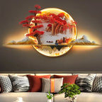 3D Chinese Pine Landscape Picture Wall Lamp for Home Living Room