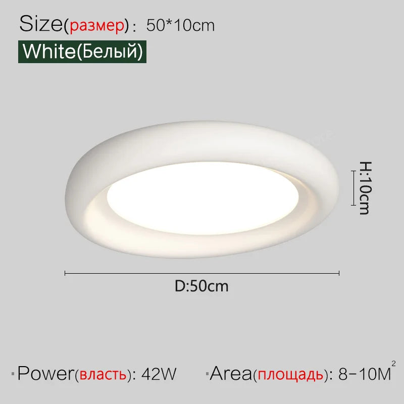 Cream LED Ceiling Lamp for Girl's Room - Modern Minimalist Master Bedroom Lighting