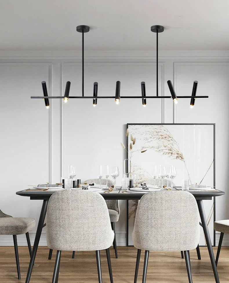 Modern Black LED Chandelier for Dining & Living Room Lighting