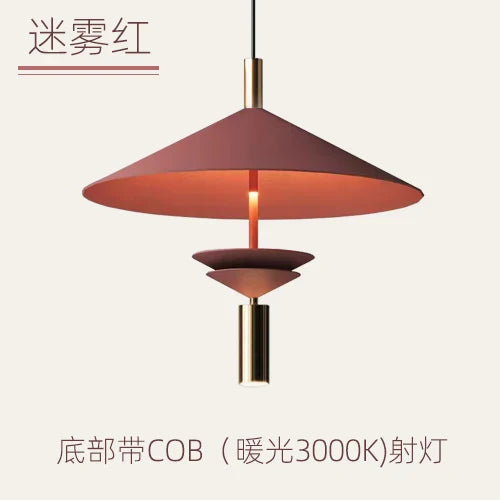 Red UFO Pendant Light for Dining and Living Room, Minimalist LED Lamp