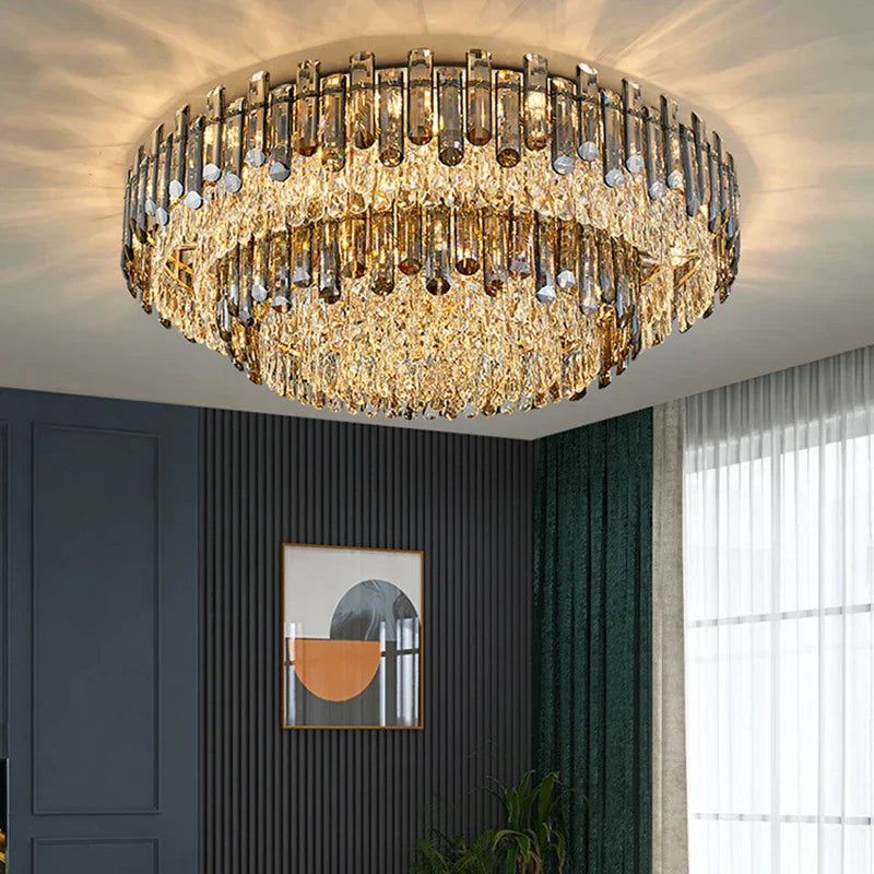 Modern Crystal Ceiling Lamp | Luxury Bedroom & Living Room Gold Light Fixtures