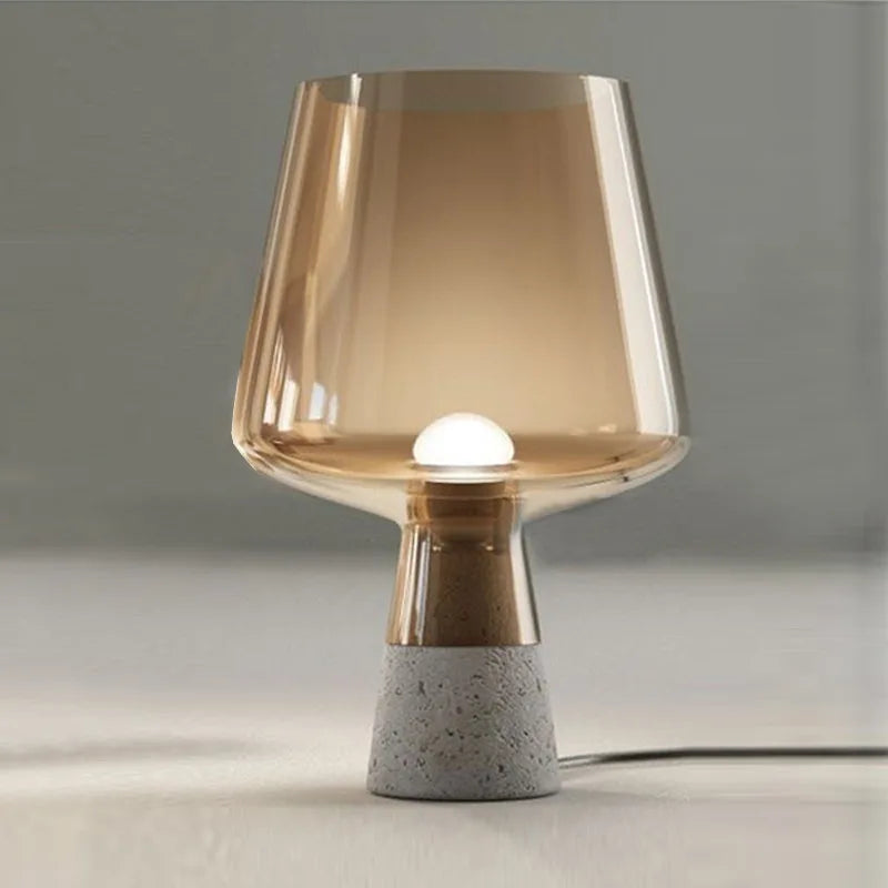Nordic Concrete Table Lamp for Living Room Garden Bedroom Study Gray Glass Light