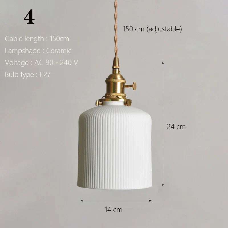 Ceramic Pendant Lamp Kitchen Island Dining Room Nordic Home Decor Pendant Ceiling Lights - Afralia™
