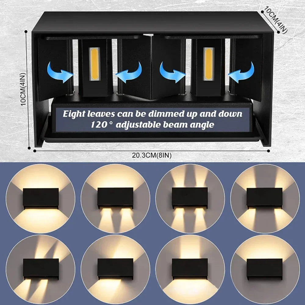 Outdoor Wall Light 10W Up Down Adjustable Angle for Corridor Garden Decor