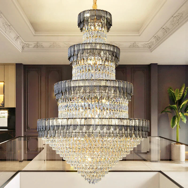 European-Style Duplex Villa Loft Crystal Chandelier - High-End Luxury Lighting Solution