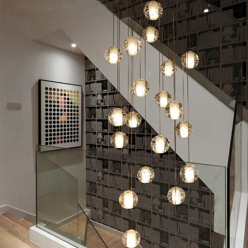 Crystal Ball LED Chandelier Pendant Light for Living Room Kitchen Stair Salon