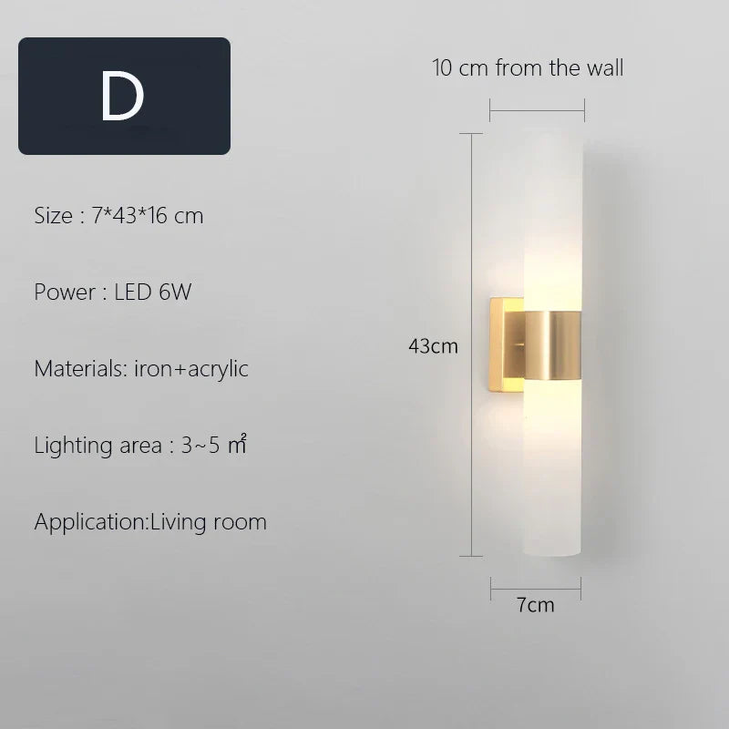 Scandinavian Brass Wall Sconce Glass Shade for Modern Living Room Lighting