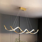 Modern Wave LED Chandelier for Luxury Dining Room and Cafe Lighting
