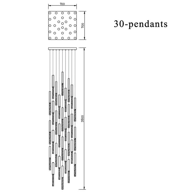 Crystal LED Chandelier for Staircase & Living Room