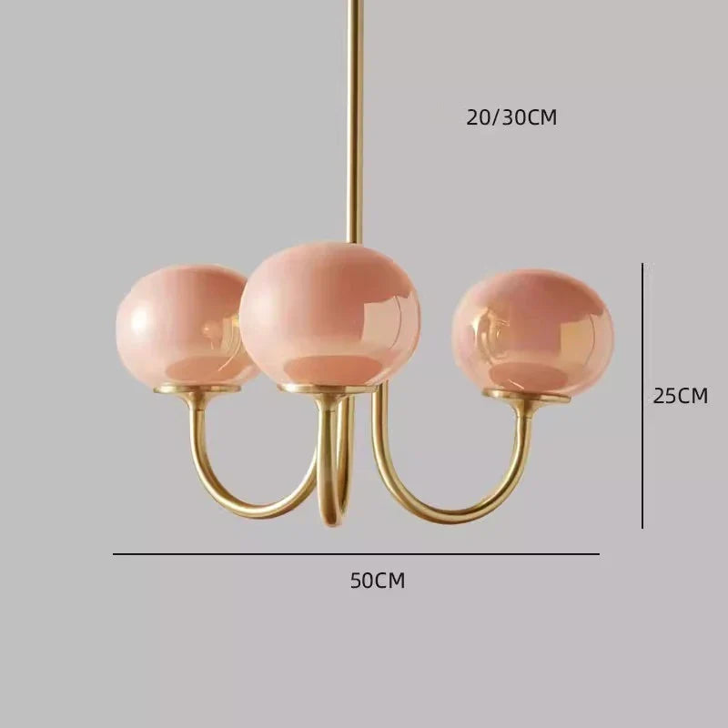 Modern Pink White Glass Ball Pendant Chandelier Cream Stylish Lighting