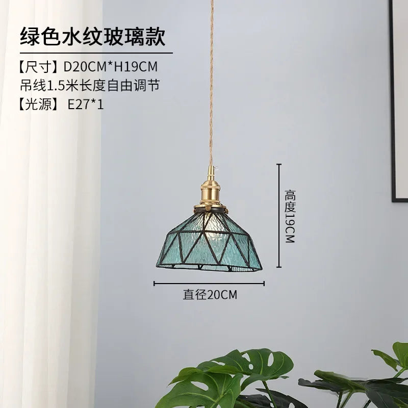 Tiffany Glass Chandelier Pendant Ceiling LED Light for Nordic Bedroom